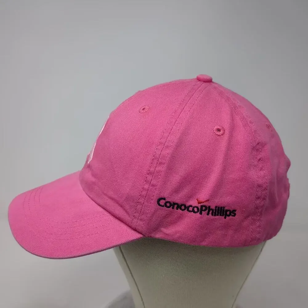 Alternative Baseball Cap Pink White OS Ribbon ConocoPhillips Logo Slideback Hat - Picture 3 of 9